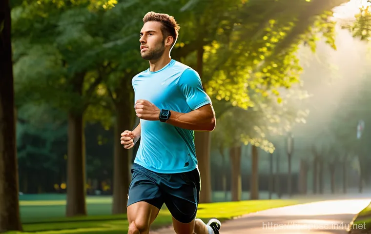 스포츠 보조기기 - **Prompt:** A fit male athlete in his late 20s, with a determined expression, is captured in a dynam...