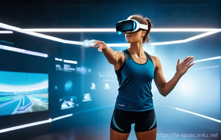 스포츠 보조기기 - **Prompt:** A strong female athlete in her early 30s is engaged in a post-workout recovery session w...