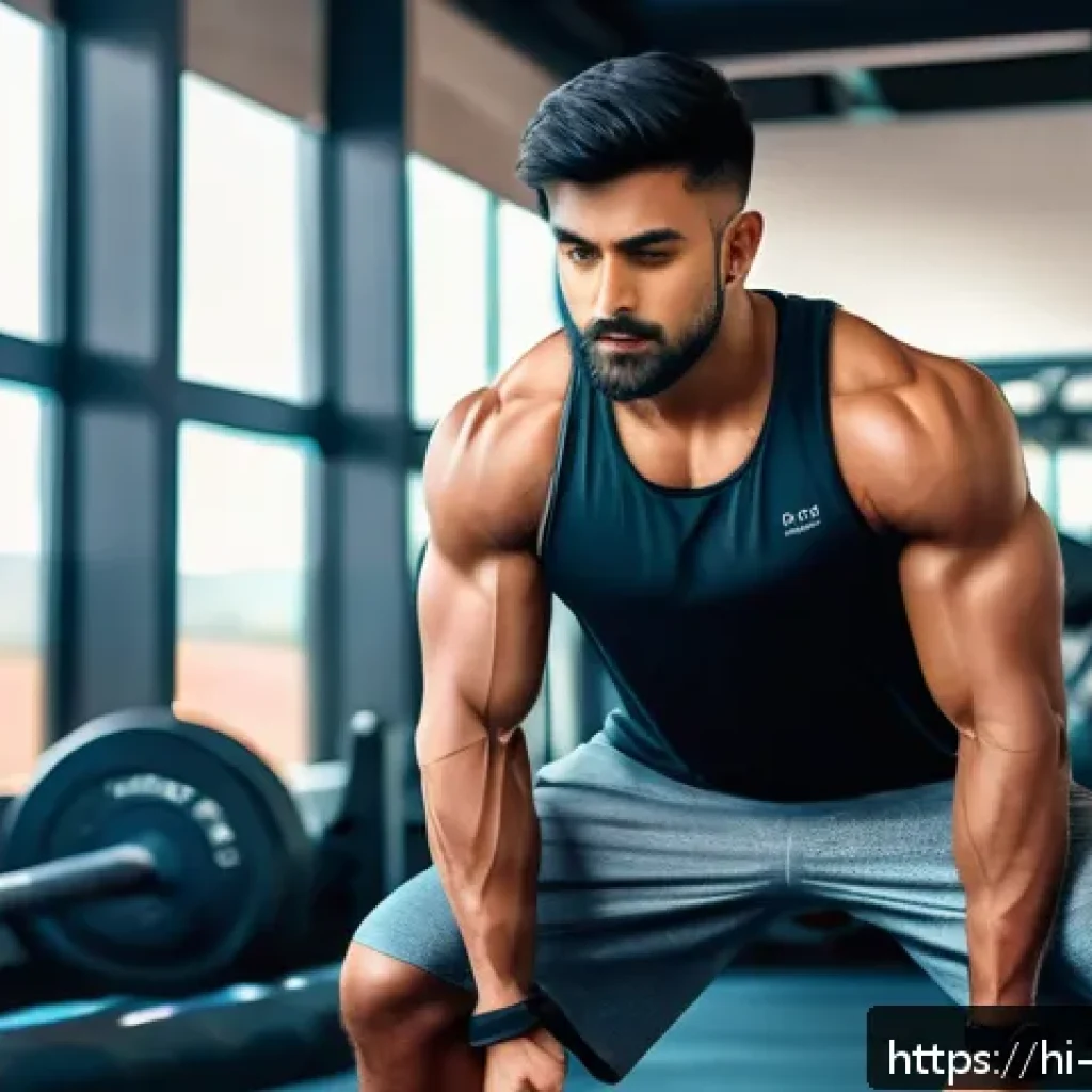 피지컬 트레이닝 과학적 접근 - A focused young Indian man performing a deep squat in a modern gym setting, wearing proper athletic ...